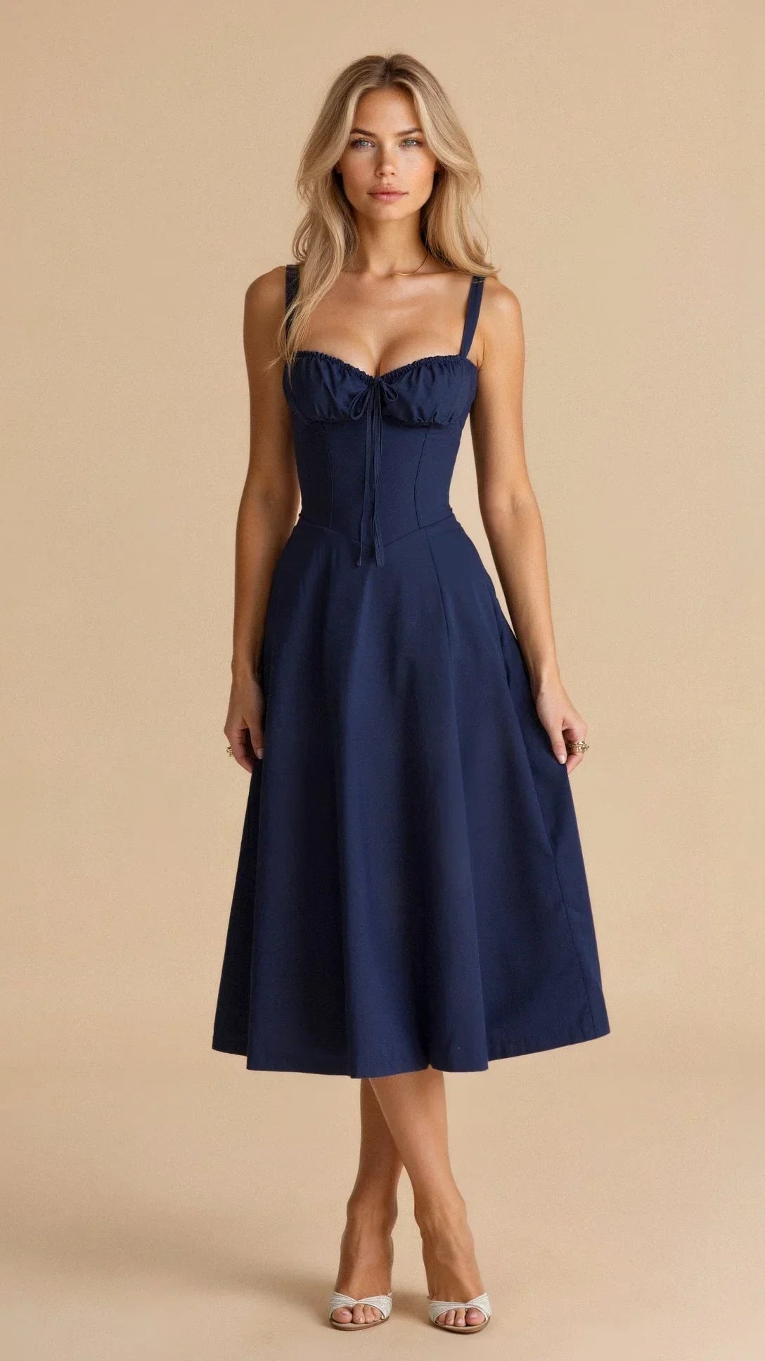 Women's Floral Bustier Midi Dress