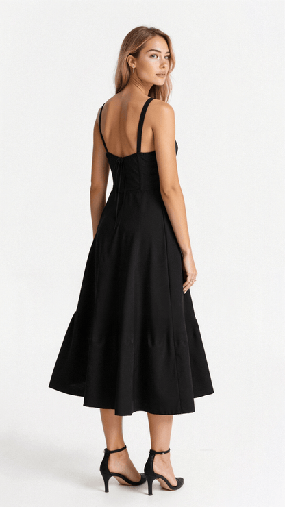 Women's Figure-Flattering Floral Corset Midi Dress