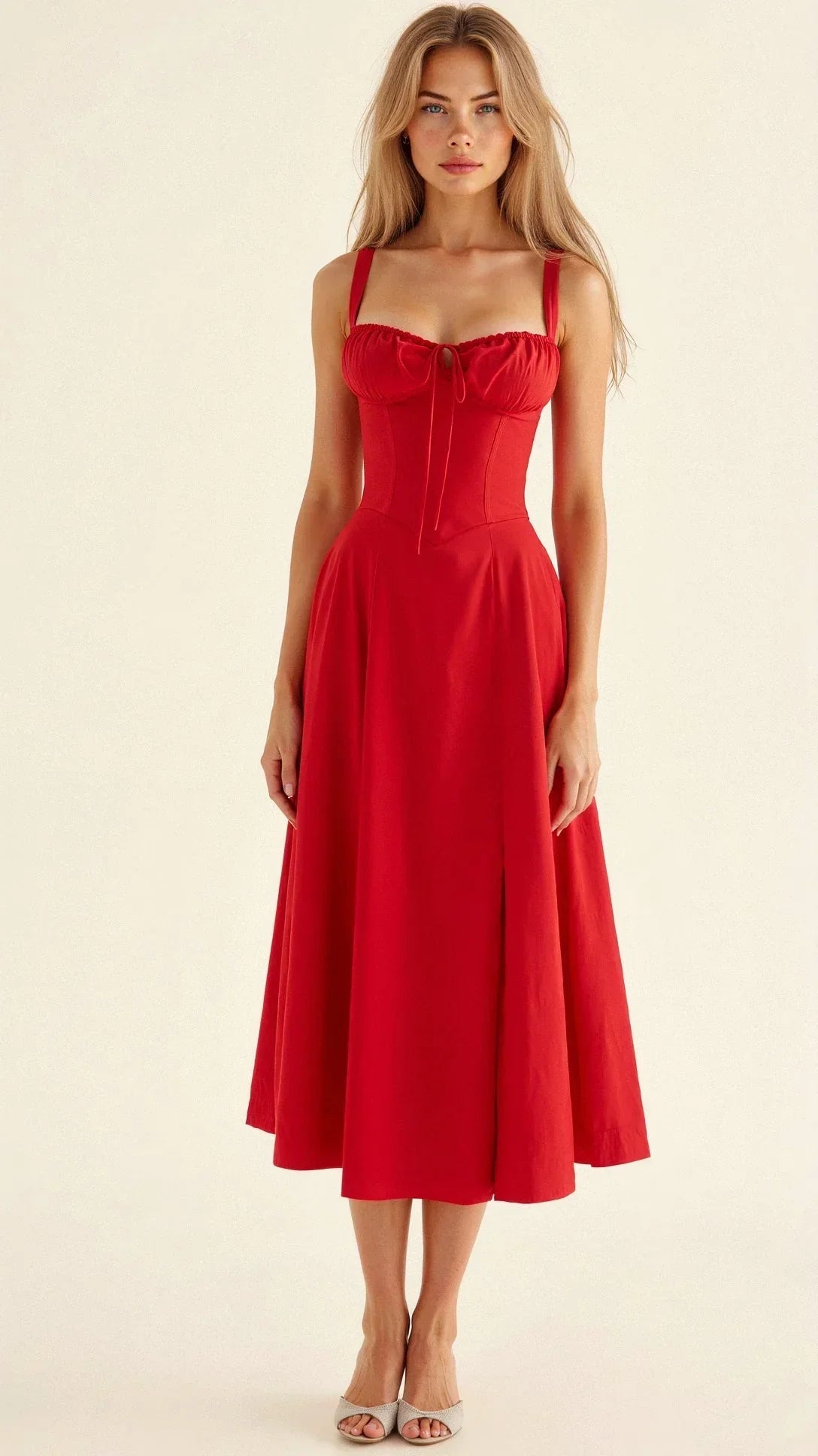 Women's Floral Bustier Midi Dress