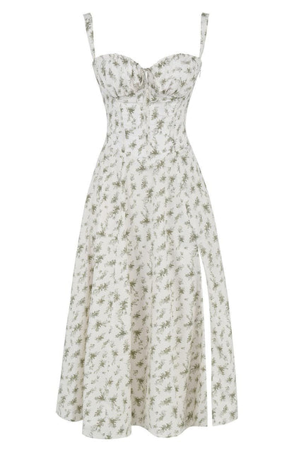 Women's Figure-Flattering Floral Corset Midi Dress