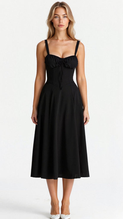 Women's Figure-Flattering Floral Corset Midi Dress