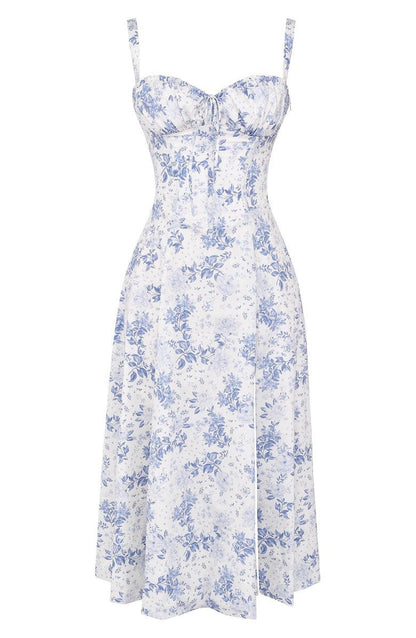 Women's Figure-Flattering Floral Corset Midi Dress