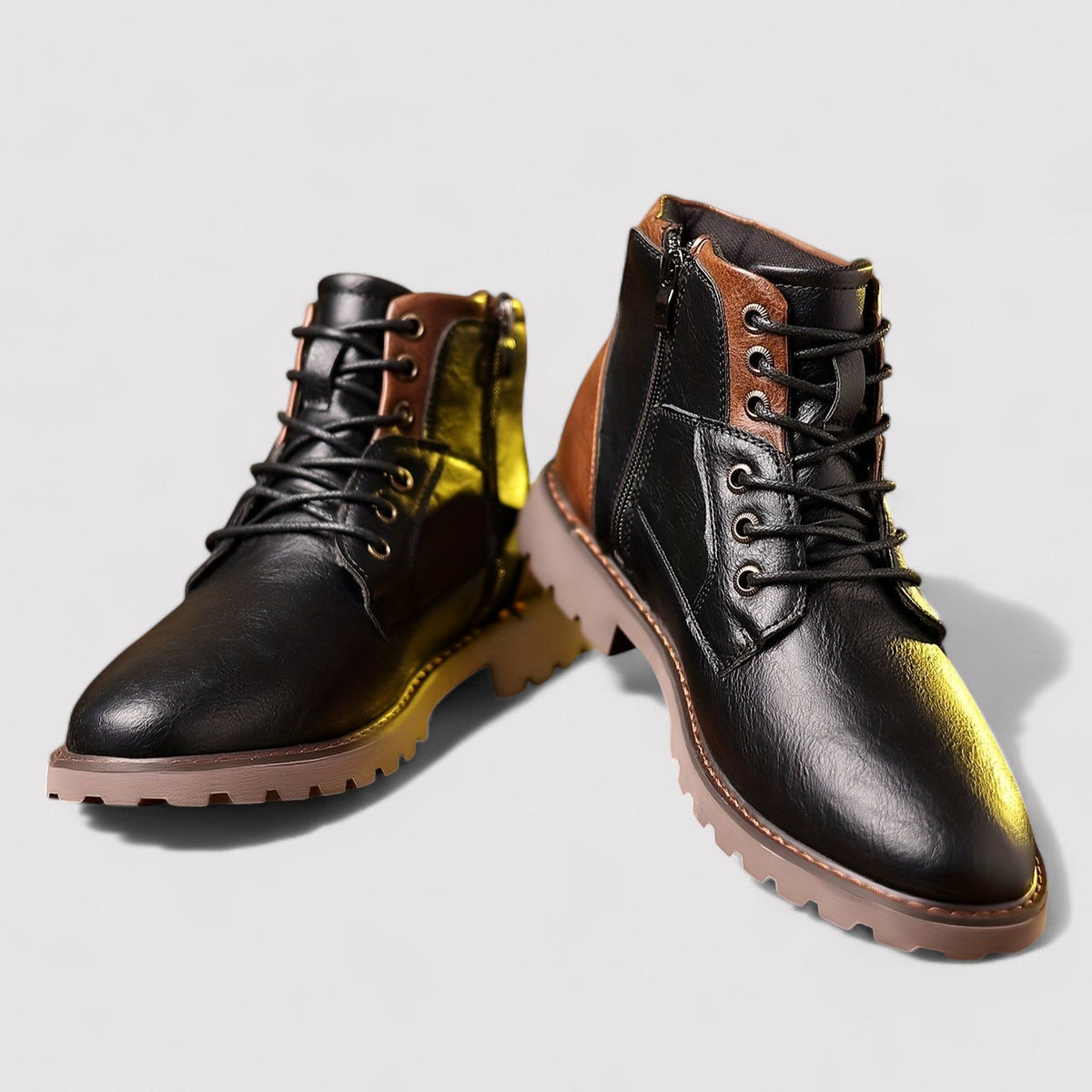 Lace Up Ankle Boots | Zip Side with Chunky Sole