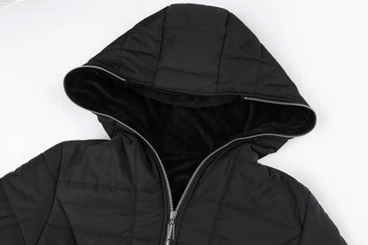 Puffer Coat | Long Hooded with Side Zip Detail
