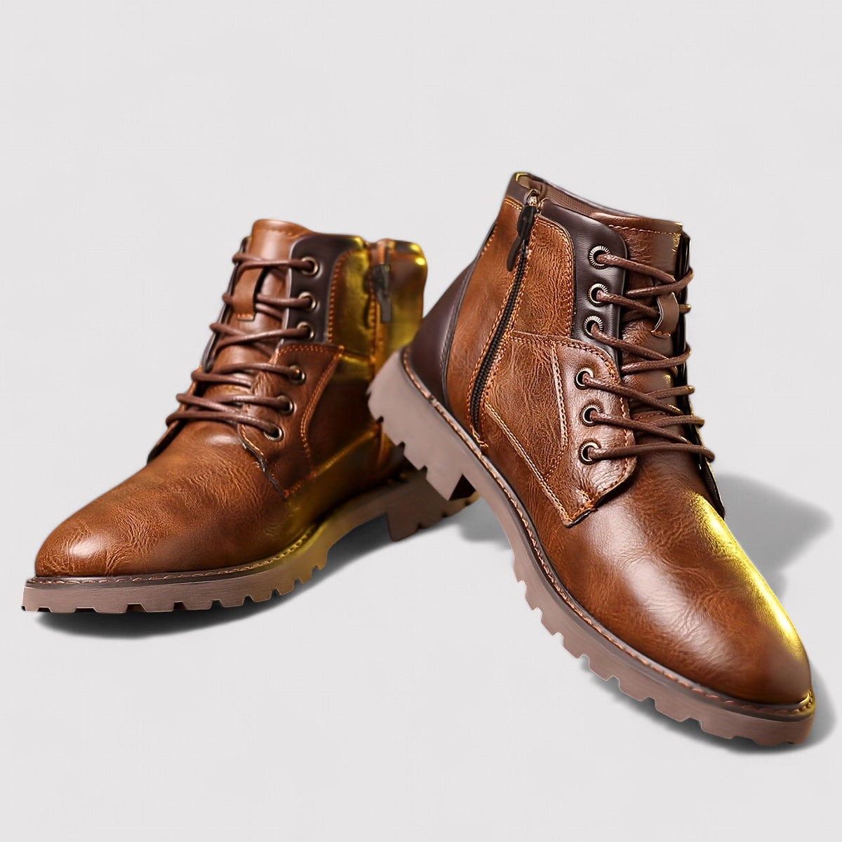 Lace Up Ankle Boots | Zip Side with Chunky Sole