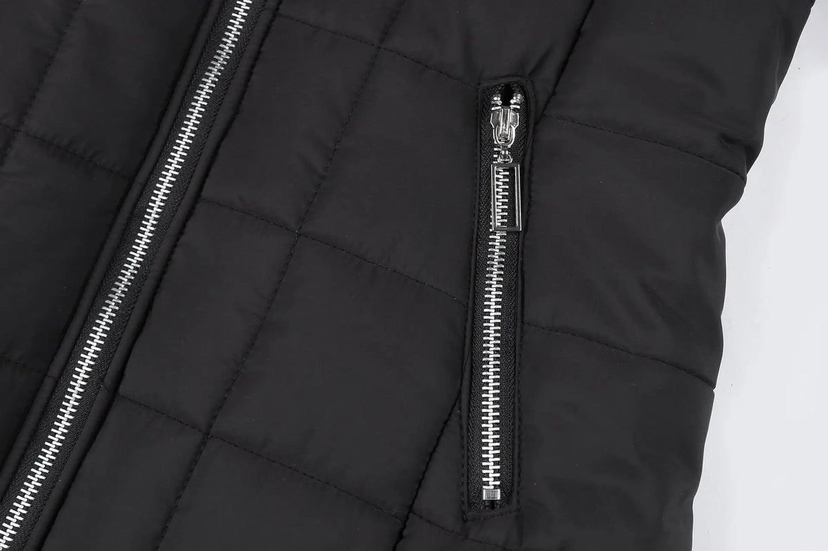Puffer Coat | Long Hooded with Side Zip Detail