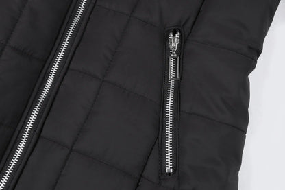 Puffer Coat | Long Hooded with Side Zip Detail