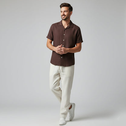 Men’s Two-Piece Linen Shirt & Trousers Set