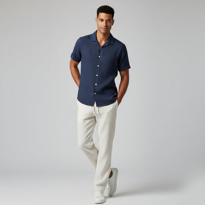 Men’s Two-Piece Linen Shirt & Trousers Set