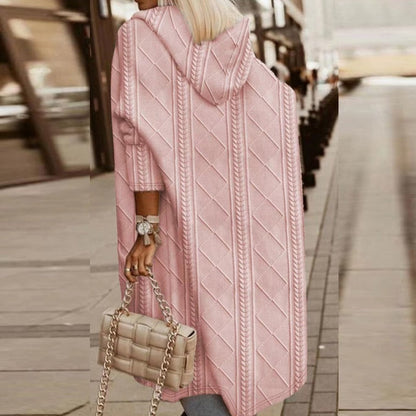 Long Knit Cardigan | Hooded Open Front