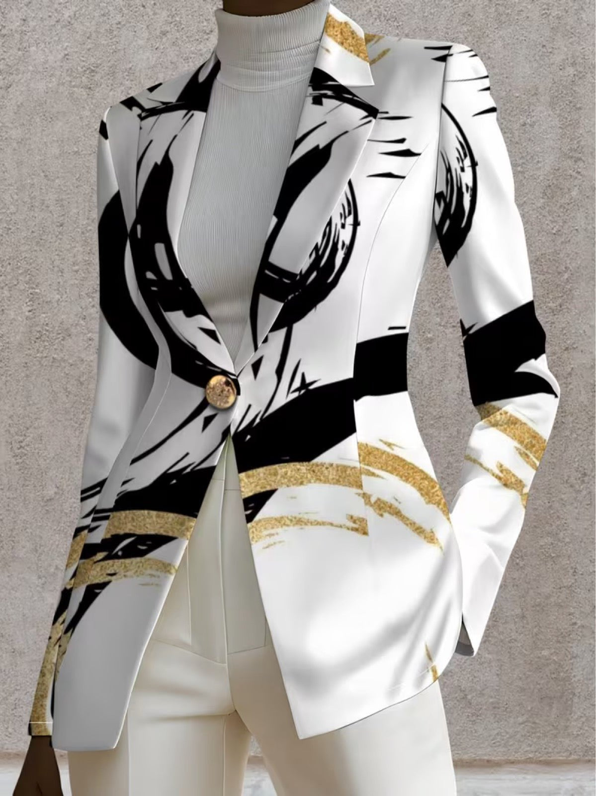 Women's Abstract Blazer | Bold Brushstroke Print Front