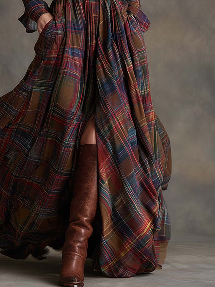 Women's Belted Shirt Dress with Flared Skirt Back