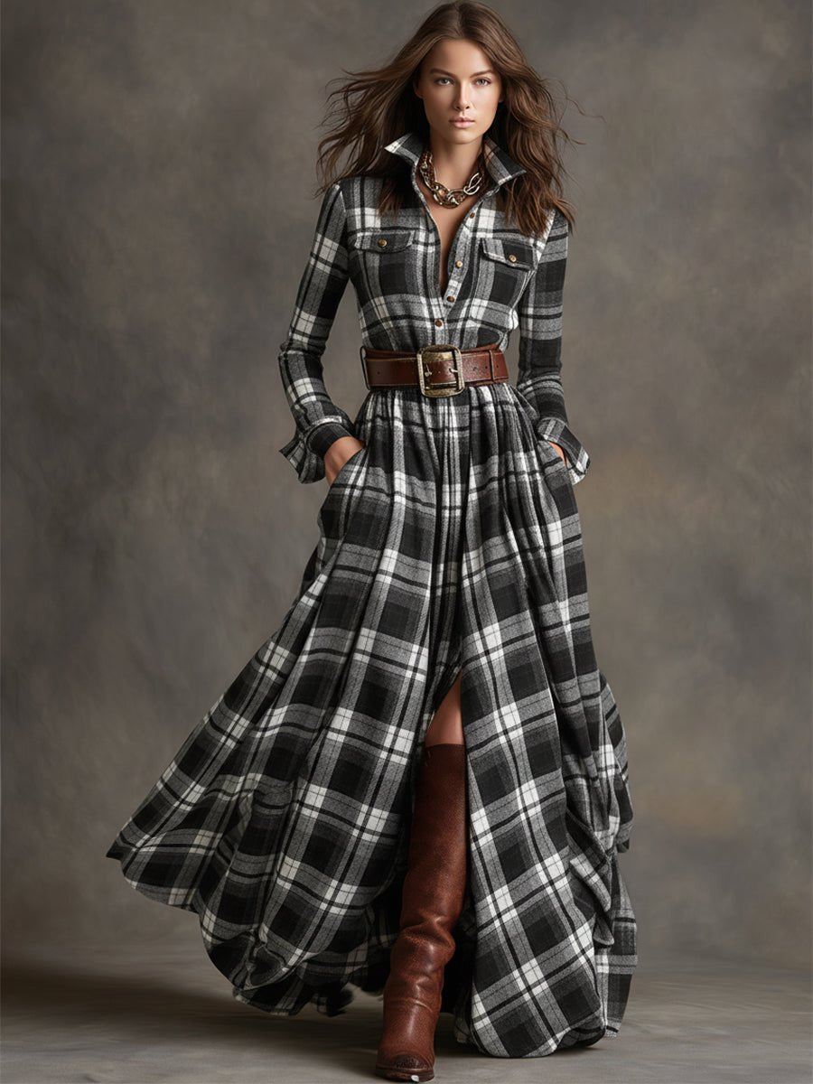 Women's Belted Shirt Dress with Flared Skirt View 11