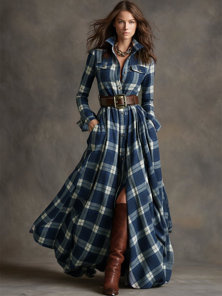 Women's Belted Shirt Dress with Flared Skirt View 12
