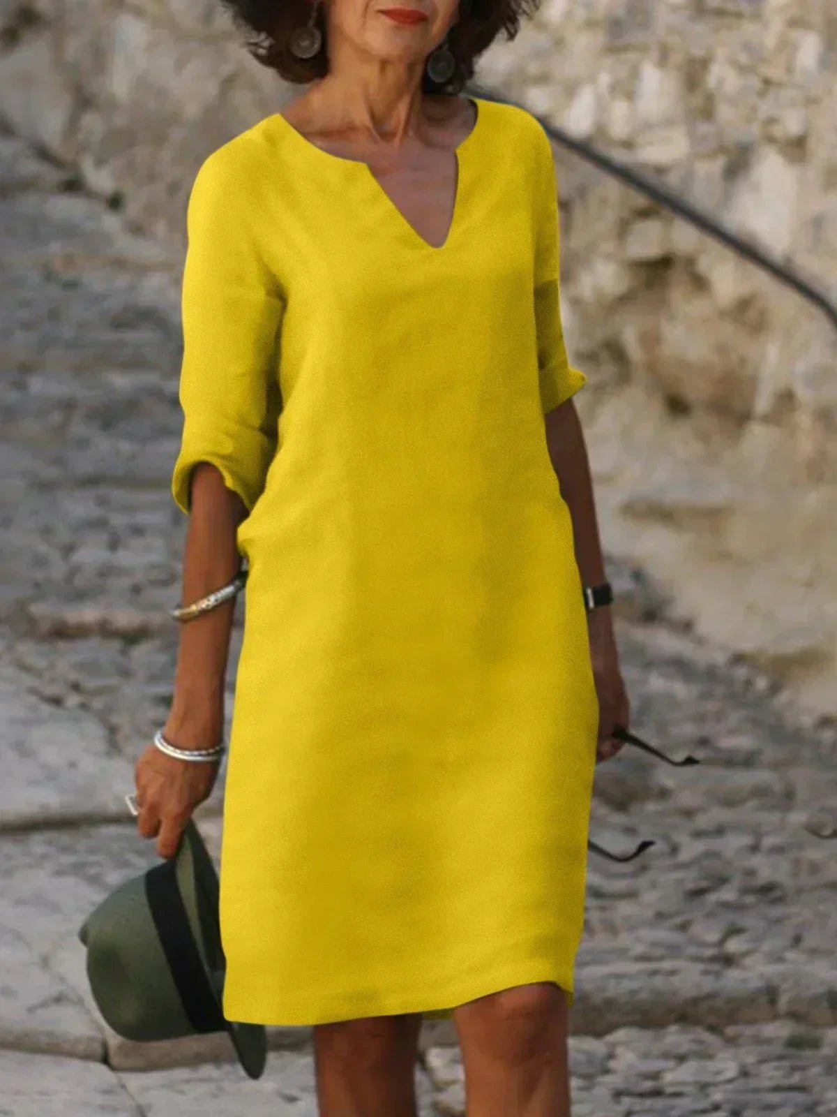 Women's Casual V-Neck Dress with A-Line Silhouette Lifestyle
