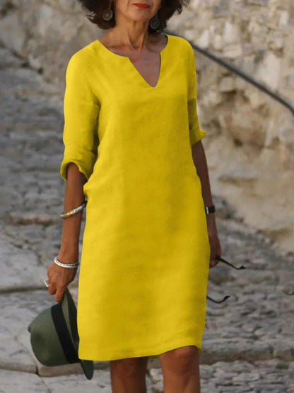 Women's Casual V-Neck Dress with A-Line Silhouette Lifestyle