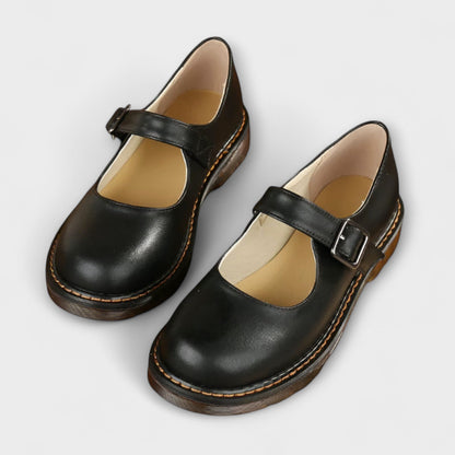 Women's Classic Mary Jane Shoes with Buckle Strap Detail