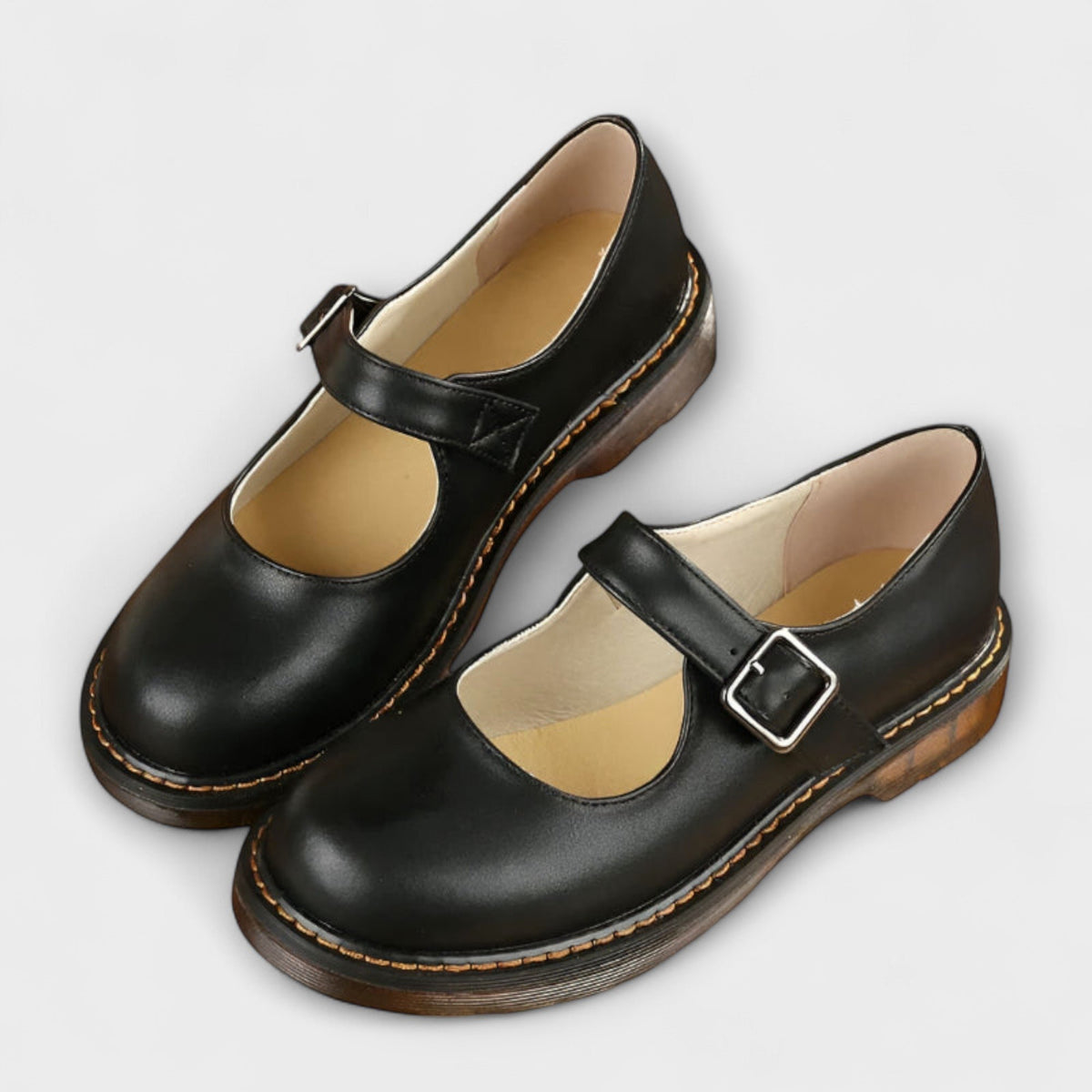 Women's Classic Mary Jane Shoes with Buckle Strap Front