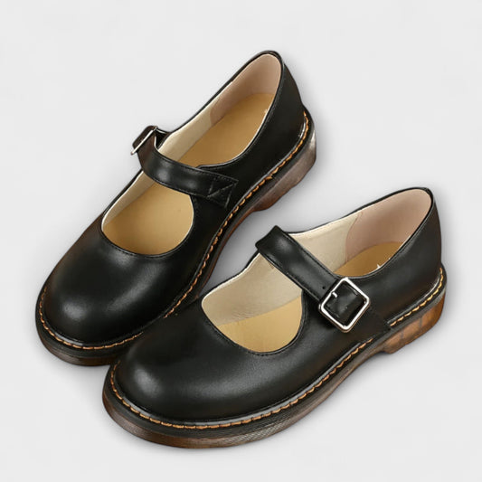 Women's Classic Mary Jane Shoes with Buckle Strap Front