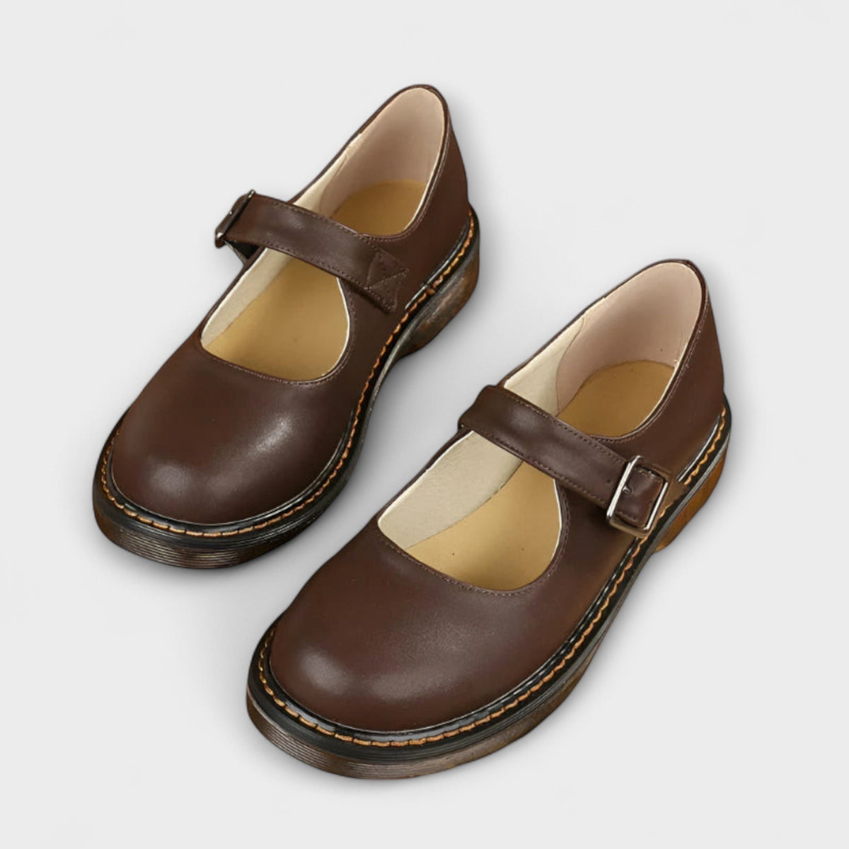 Women's Classic Mary Jane Shoes with Buckle Strap Side