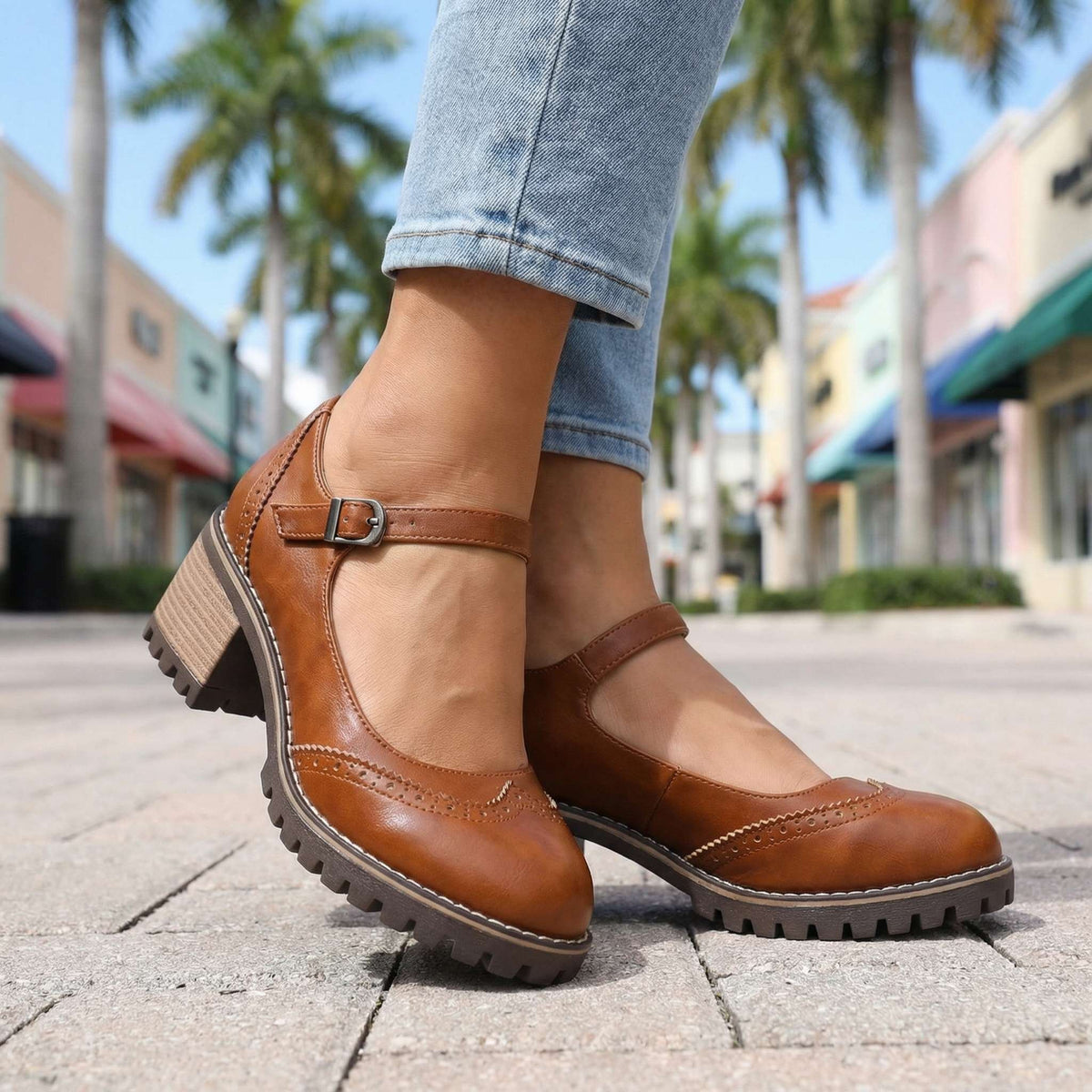 Women's Classic T-Strap Heels | Closed Toe with All-Day Comfort Back