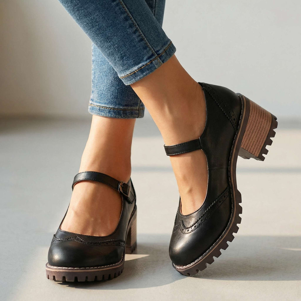 Women's Classic T-Strap Heels | Closed Toe with All-Day Comfort Lifestyle