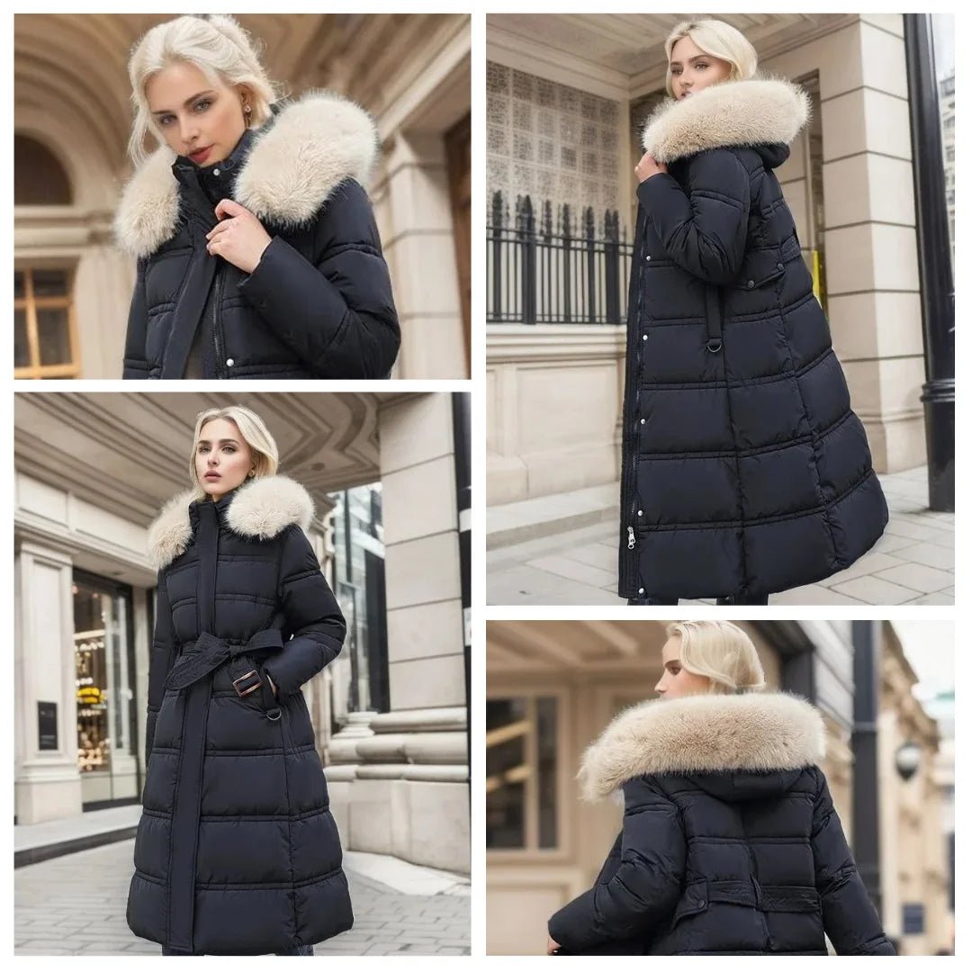 Women's Designer Winter Parka Jacket with Fur Hood Full