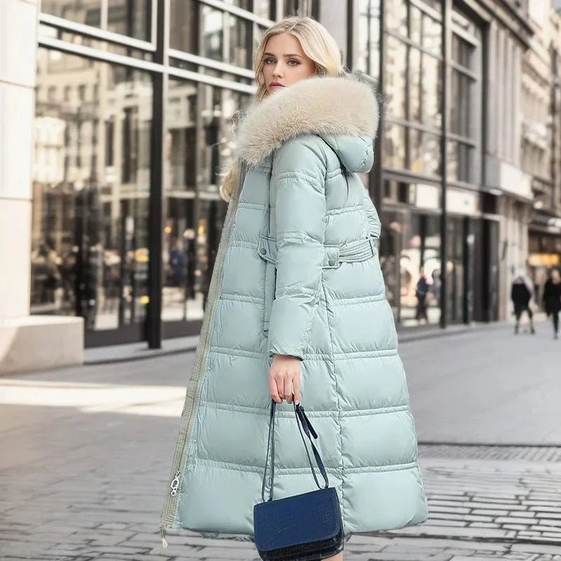 Women's Designer Winter Parka Jacket with Fur Hood View 12