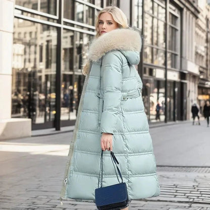 Women's Designer Winter Parka Jacket with Fur Hood View 12
