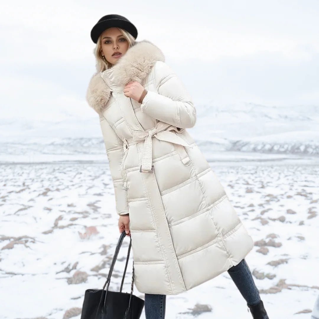 Women's Designer Winter Parka Jacket with Fur Hood View 16