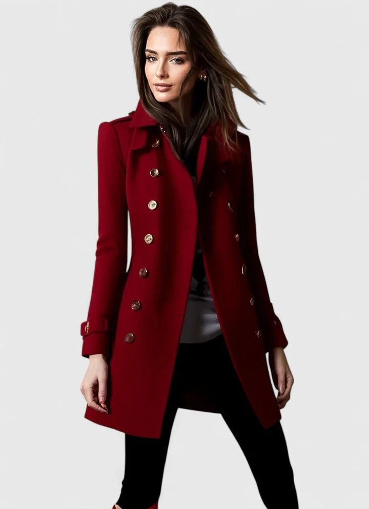 Women's Double-Breasted Wool Coat with Notch Lapel Hero