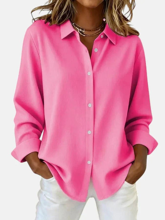 Women's Elegant Button Collar Blouse with Relaxed Fit Hero