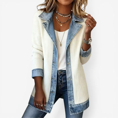 Women's Elegant Button Jacket with Layered Collar Hero
