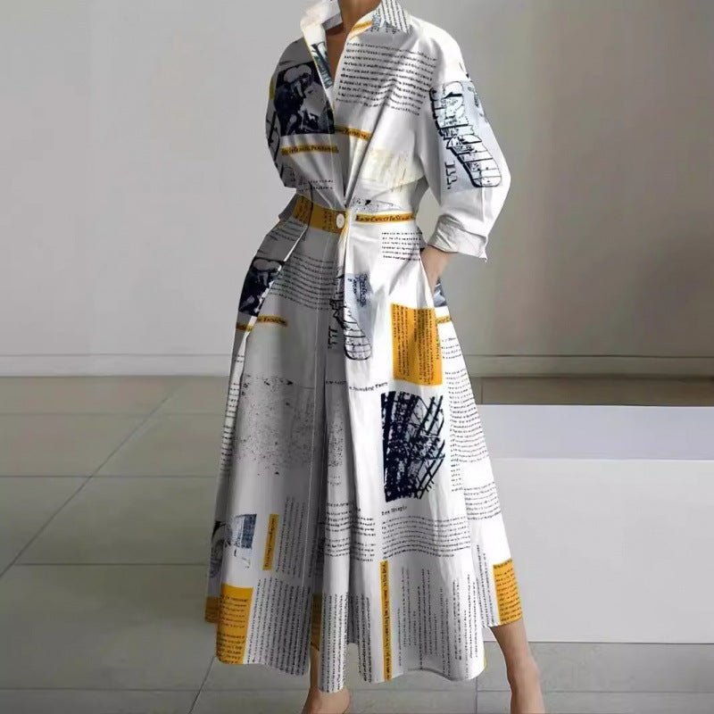 Women's Elegant Front Wrap Collared Maxi Dress Hero