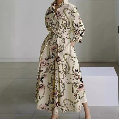 Women's Elegant Front Wrap Collared Maxi Dress View 13