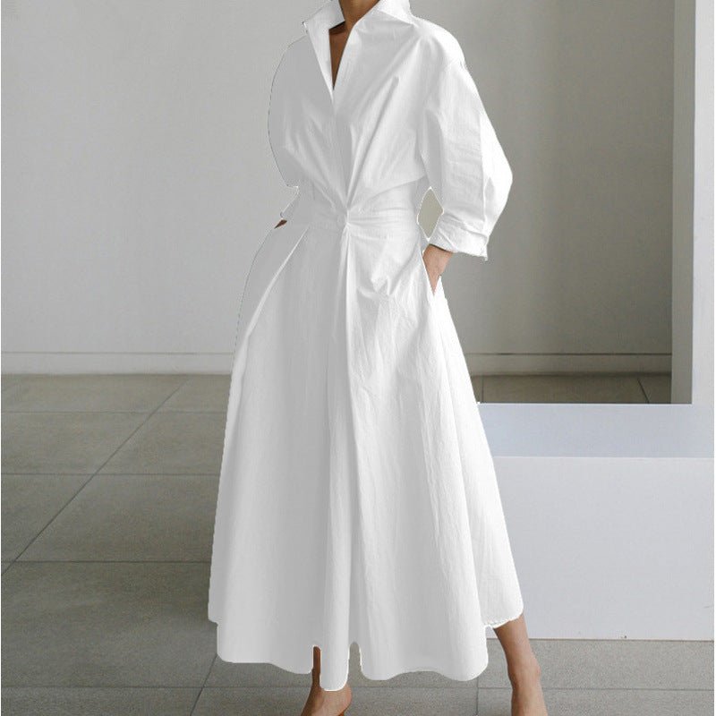 Women's Elegant Front Wrap Collared Maxi Dress View 14