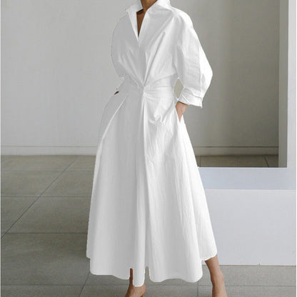 Women's Elegant Front Wrap Collared Maxi Dress View 14