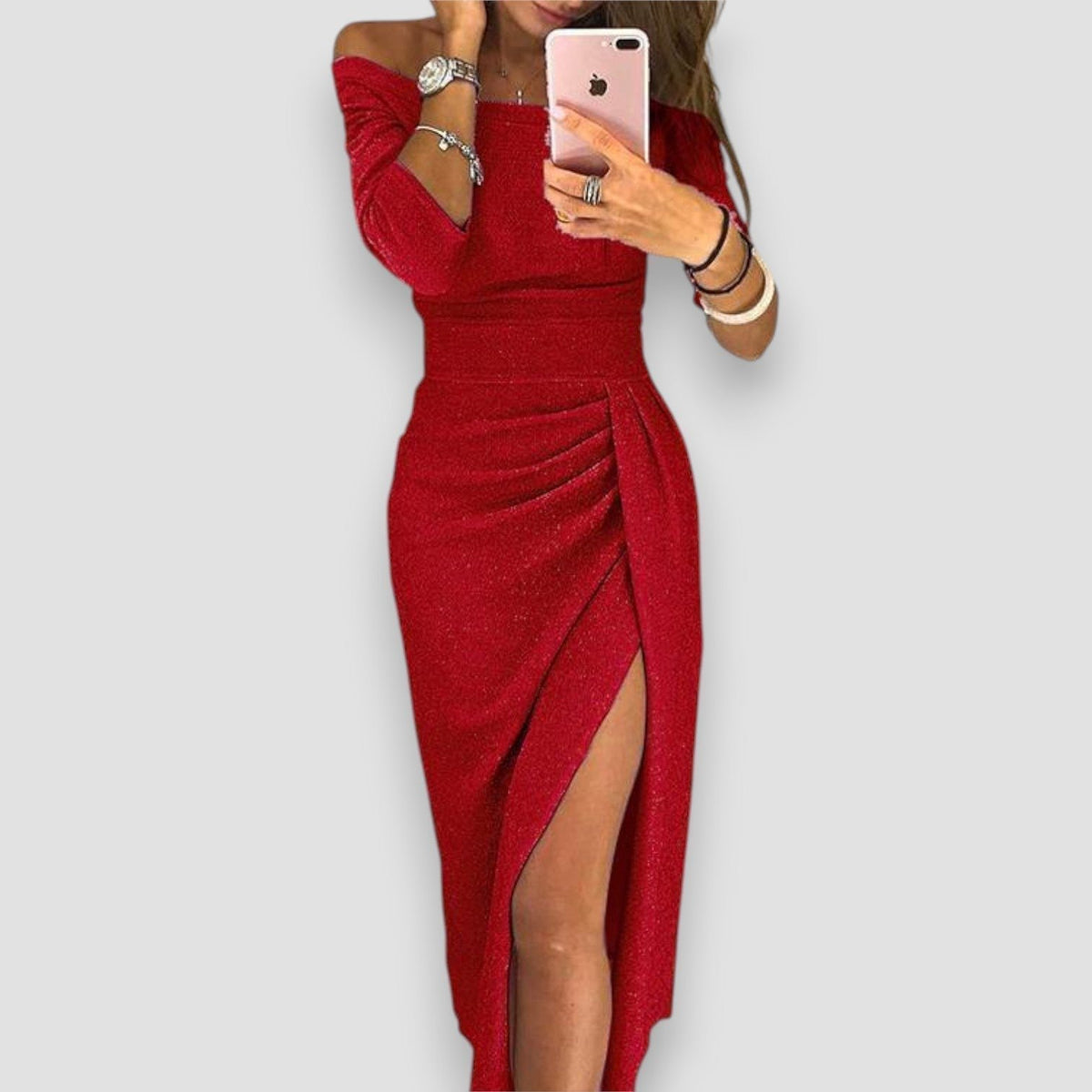 Women's Elegant Off-Shoulder Dress | Modern Evening Occasion Back