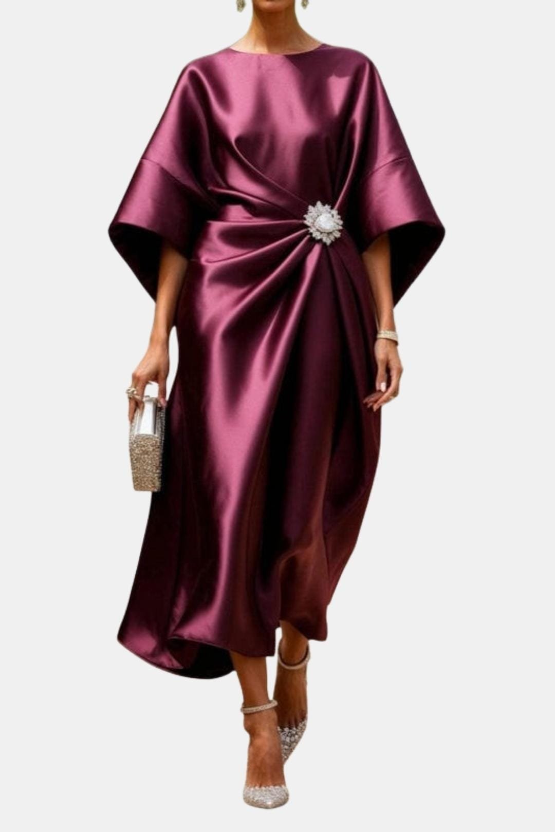 Women's Elegant Satin Dress | Wide Sleeve A-Line Style Lifestyle