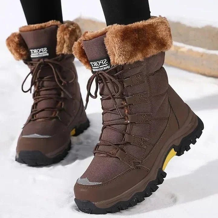 Women's Faux Fur Lined Winter Boots with Chunky Sole Detail