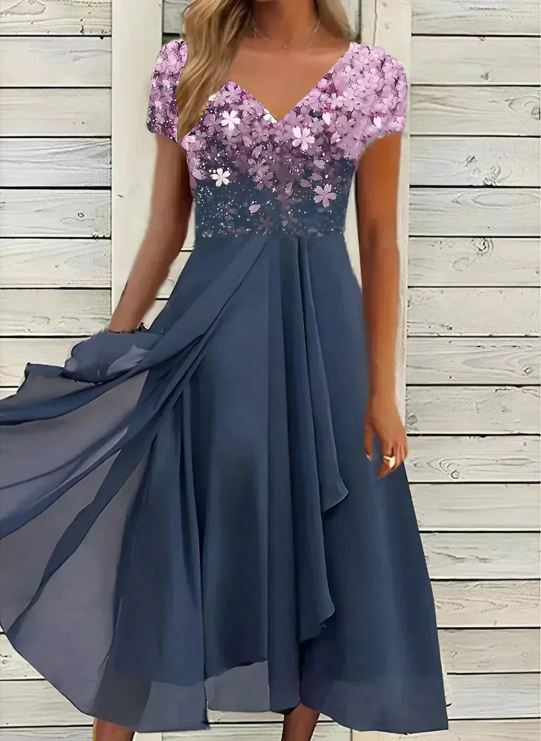 Women's Floral Evening Dress | Elegant Wedding Occasion Wear Side