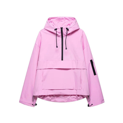Women's Hooded Pullover Anorak Quilted Jacket | Half-Zip Relaxed Fit Hero
