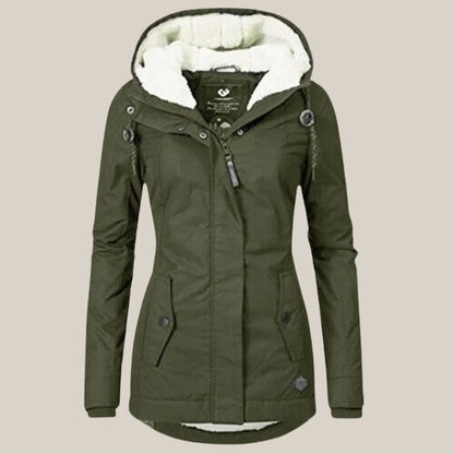 Women's Hooded Sherpa-Lined Quilted Jacket for Winter Back