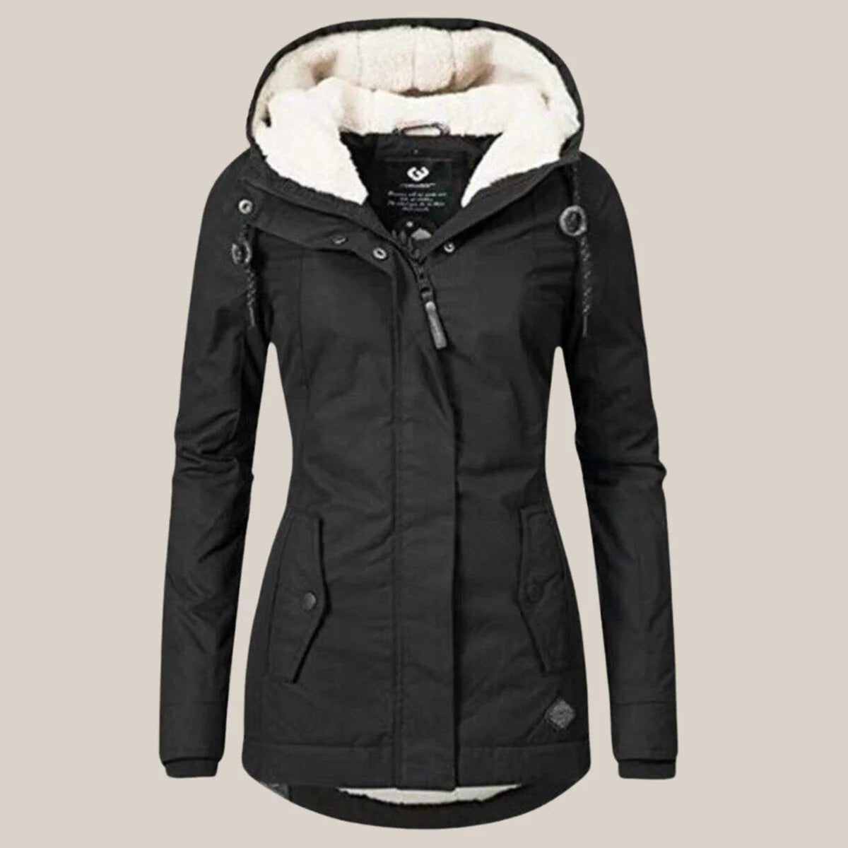 Women's Hooded Sherpa-Lined Quilted Jacket for Winter Detail