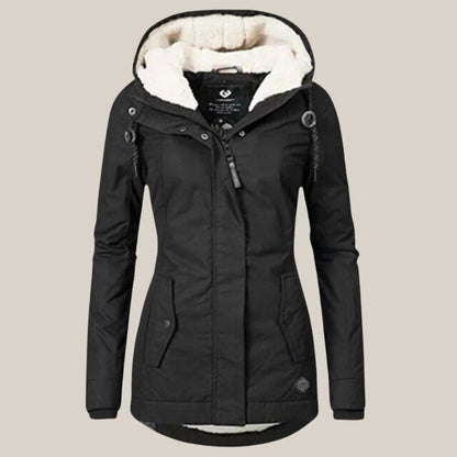 Women's Hooded Sherpa-Lined Quilted Jacket for Winter Detail