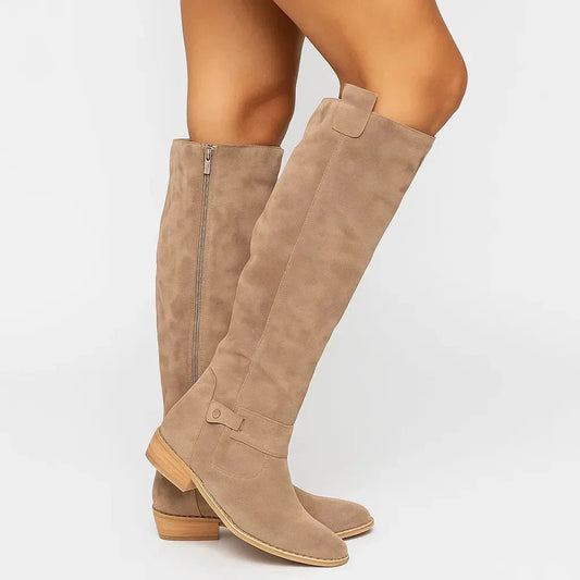 Women's Knee-High Suede Boots with Block Heel Hero