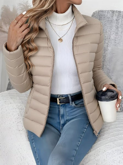 Women's Lightweight Quilted Spring Jacket with Tailored Fit Detail