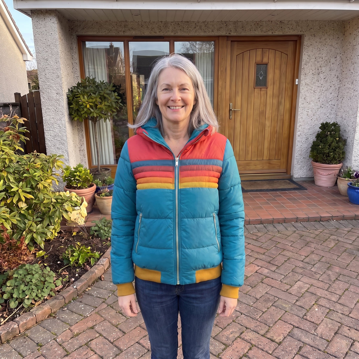 Women's Lightweight Waterproof Jacket with Stripe Detail Front