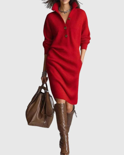 Women's Pure Wool Winter Knit Midi Dress Detail