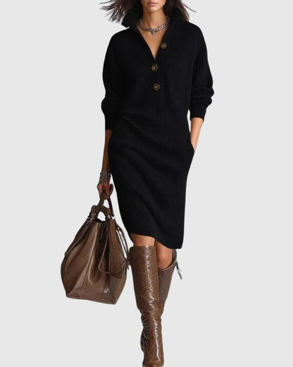 Women's Pure Wool Winter Knit Midi Dress Hero